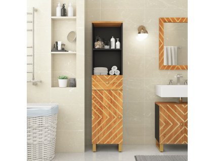 vidaXL Koupelnová skříňka hnědá a černá 38 x 33,5 x 160 cm mangovník