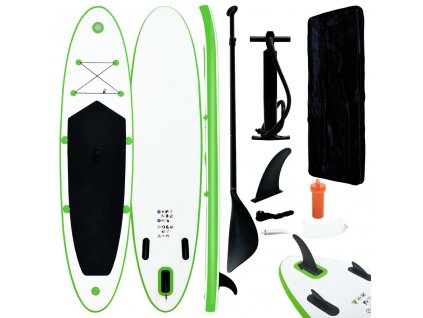 vidaXL Nafukovací SUP paddleboard s příslušenstvím zeleno-bílý