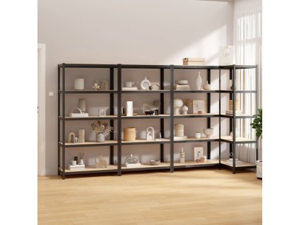 vidaXL 5patrové úložné regály 4 ks antracitové ocel a kompozitní dřevo