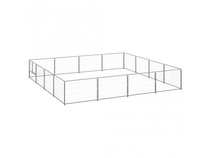 vidaXL Psí kotec stříbrný 16 m² ocel