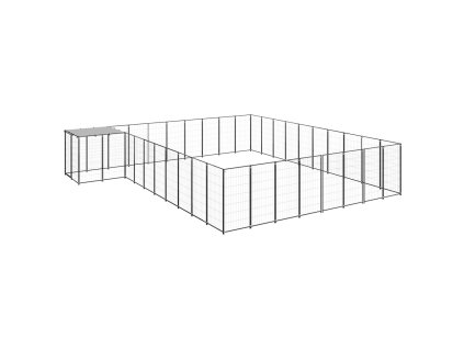 vidaXL Psí kotec černý 25,41 m² ocel