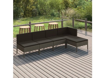 vidaXL 5dílná zahradní sedací souprava s poduškami polyratan šedá