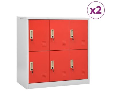 vidaXL Uzamykatelné skříně 2 ks světle šedé a červené 90x45x92,5 cm