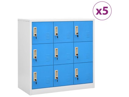vidaXL Uzamykatelné skříně 5 ks světle šedé a modré 90x45x92,5 cm ocel