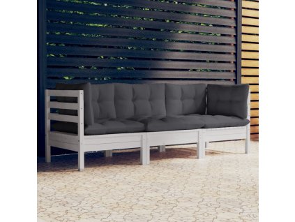 vidaXL 3místná zahradní pohovka s antracitové podušky masivní borovice