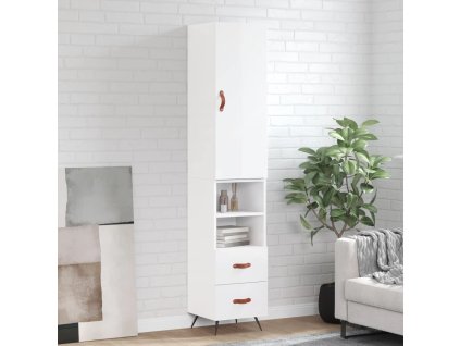vidaXL Skříň highboard bílá s vysokým leskem 34,5x34x180 cm kompozit