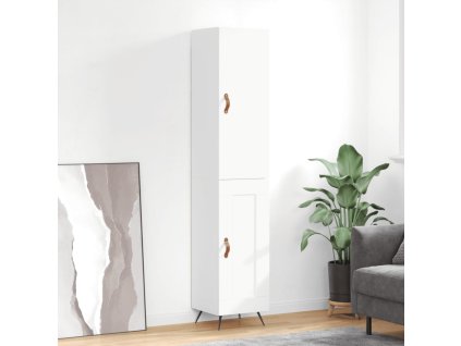 vidaXL Skříň highboard bílá s vysokým leskem 34,5x34x180 cm kompozit
