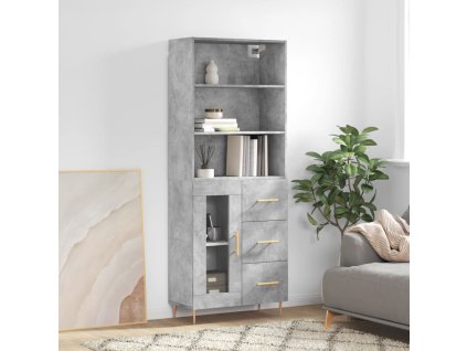 vidaXL Skříň highboard betonově šedá 69,5x34x180 cm kompozitní dřevo