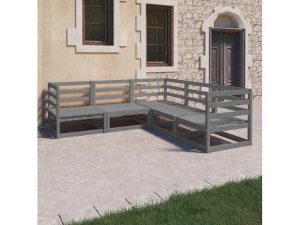 vidaXL 5dílná zahradní sedací souprava šedá masivní borovice