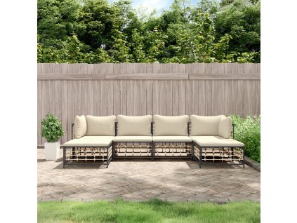 vidaXL 6dílná zahradní sedací souprava s poduškami antracit polyratan