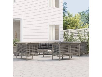 vidaXL 13dílná zahradní sedací souprava s poduškami šedá polyratan