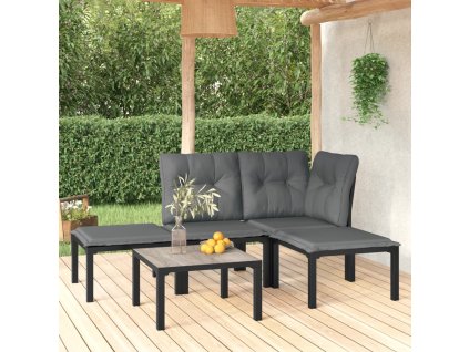vidaXL 5dílná zahradní sedací souprava černá a šedá polyratan