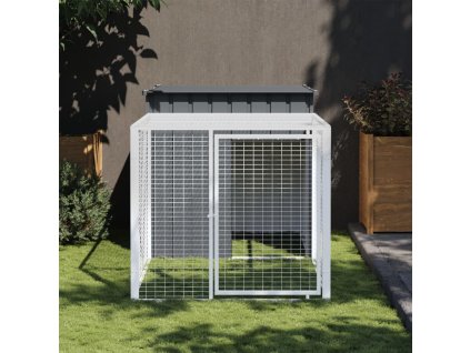 vidaXL Klec pro kuřata s výběhem antracitová 110 x 201 x 110 cm pozinkovaná ocel