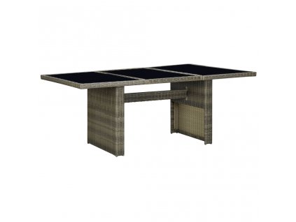 vidaXL Zahradní stůl hnědý polyratan a tvrzené sklo