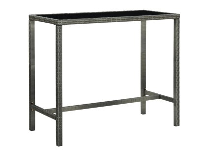 vidaXL Zahradní barový stůl šedý 130 x 60 x 110 cm polyratan a sklo