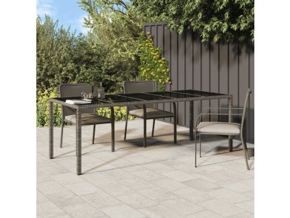 vidaXL Zahradní stůl šedý 250 x 100 x 75 cm tvrzené sklo a polyratan