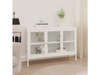 vidaXL Příborník bílý 105 x 35 x 70 cm ocel a sklo