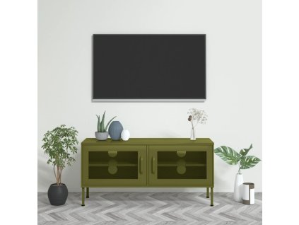 vidaXL TV skříňka olivově zelená 105 x 35 x 50 cm ocel