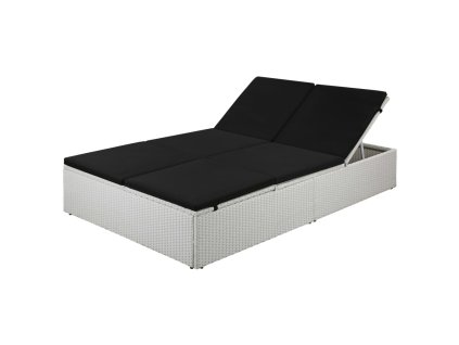 vidaXL Zahradní lehátko s poduškou polyratan černé