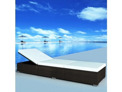 vidaXL Zahradní lehátko s poduškou polyratan hnědé