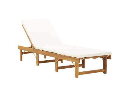 vidaXL Skládací lehátko s polštářem masivní akáciové dřevo