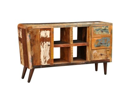 vidaXL Skříňka s dvířky, 4 policemi a 3 zásuvkami recyklované dřevo