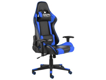 vidaXL Otočná herní židle modrá PVC