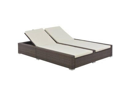 vidaXL Dvojité zahradní lehátko polyratan hnědé
