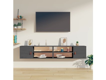 vidaXL Nástěnné skříňky 2 ks šedé 80 x 30 x 30 cm masivní borové dřevo