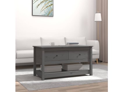 vidaXL Konferenční stolek šedý 102 x 49 x 55 cm masivní borové dřevo