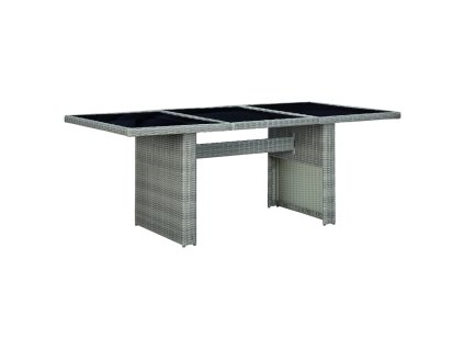 vidaXL Zahradní stůl světle šedý polyratan a tvrzené sklo