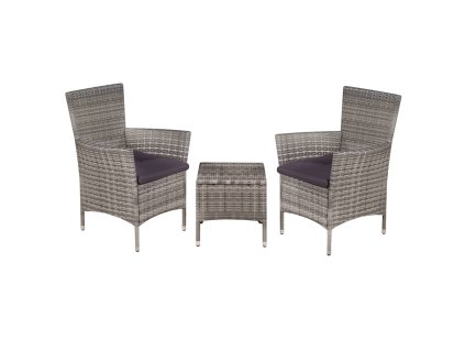 vidaXL 3dílný bistro set polyratan šedý