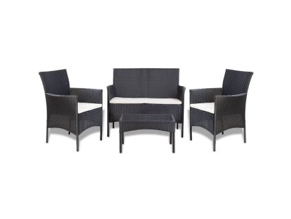 vidaXL 4dílná zahradní sedací souprava s poduškami polyratan černá