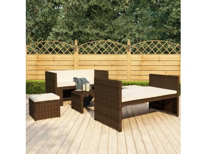 vidaXL 5dílná zahradní sedací souprava s poduškami polyratan hnědá