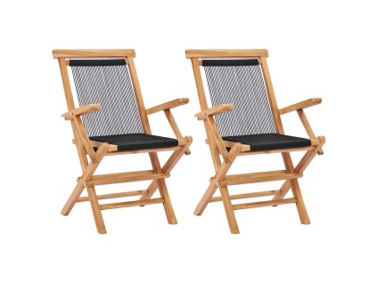 vidaXL Skládací zahradní židle 2 ks masivní teakové dřevo a provázky
