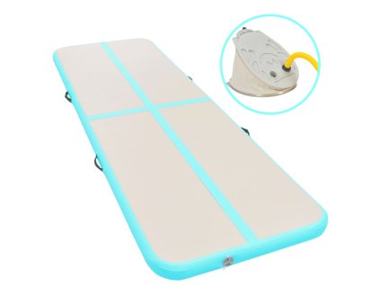 vidaXL Nafukovací cvičební podložka s pumpou 400x100x10 cm PVC zelená