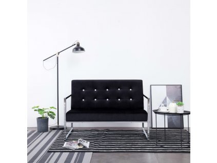 vidaXL 2místná pohovka s područkami černá chrom a samet