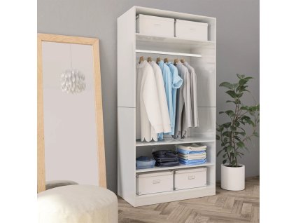 vidaXL Šatní skříň bílá vysoký lesk 100 x 50 x 200 cm kompozitní dřevo