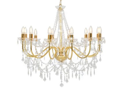 vidaXL Lustr s korálky zlatý 12 x žárovky E14