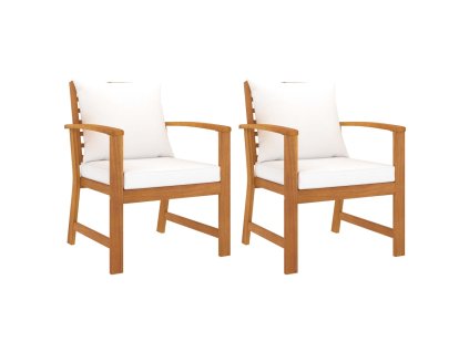 vidaXL Zahradní židle 2 ks krémové podušky masivní akáciové dřevo