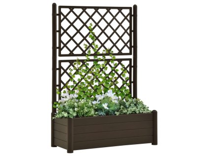 vidaXL Zahradní truhlík s treláží 100 x 43 x 142 cm PP mokka