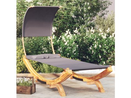 vidaXL Zahradní lehátko a stříška 100x200x126cm ohýbané dřevo antracit