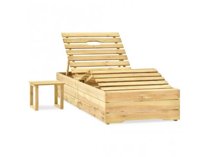 vidaXL Zahradní lehátko se stolkem zeleně impregnovaná borovice