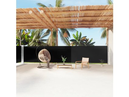 vidaXL Zatahovací boční markýza černá 160 x 1 200 cm