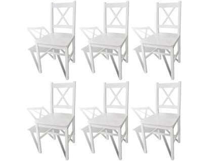 vidaXL Jídelní židle 6 ks bílé borové dřevo