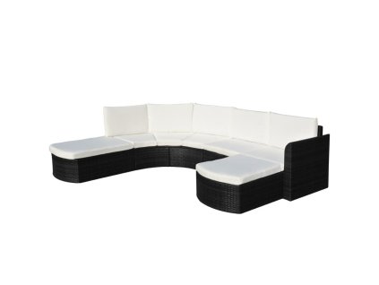 vidaXL 4dílná zahradní sedací souprava s poduškami polyratan černá