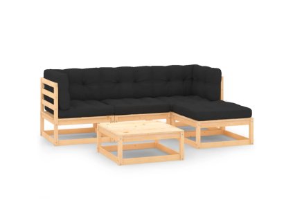 vidaXL 5dílná zahradní sedací souprava s poduškami masivní borovice