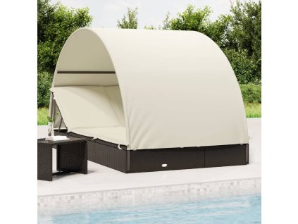vidaXL Lehátko s kulatou střechou pro 2 černé 211x112x140 cm polyratan