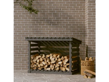 vidaXL Stojan na dřevo šedý 108x73x79 cm masivní borovice