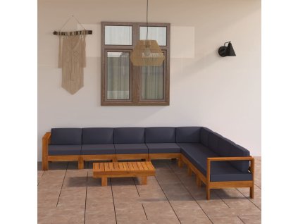 vidaXL 9dílná zahradní sedací souprava tmavě šedé podušky akácie